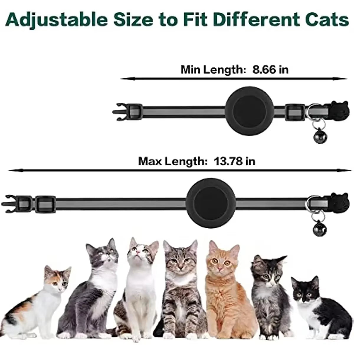 - SmartPfote - TrackBell – Reflective Breakaway AirTag Cat Collar