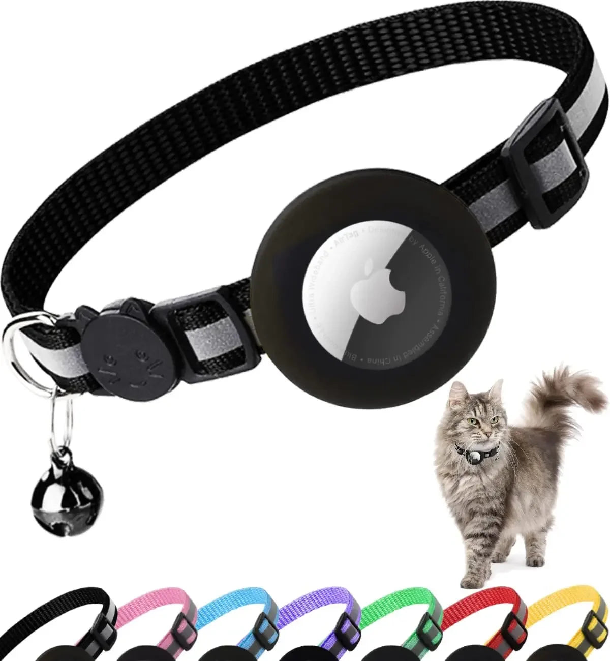 - SmartPfote - TrackBell – Reflective Breakaway AirTag Cat Collar