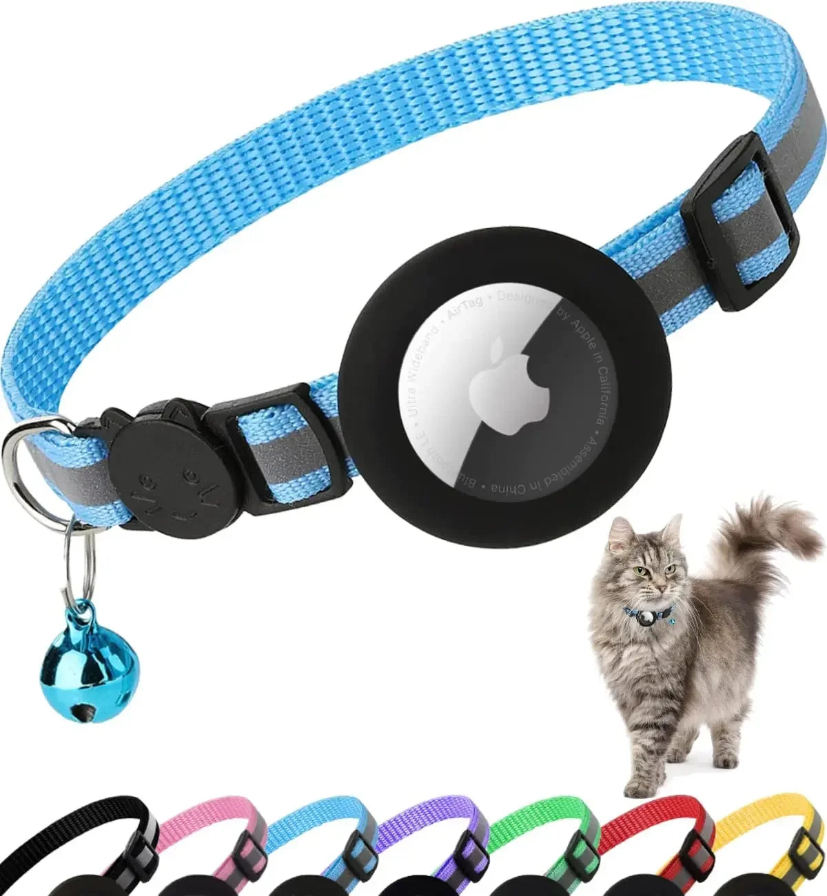 - SmartPfote - TrackBell – Reflective Breakaway AirTag Cat Collar