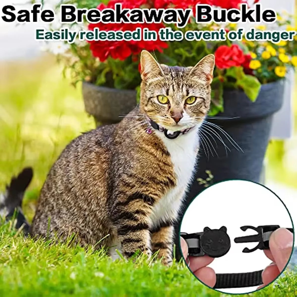 - SmartPfote - TrackBell – Reflective Breakaway AirTag Cat Collar