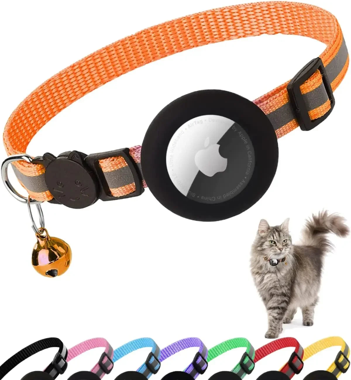 - SmartPfote - TrackBell – Reflective Breakaway AirTag Cat Collar