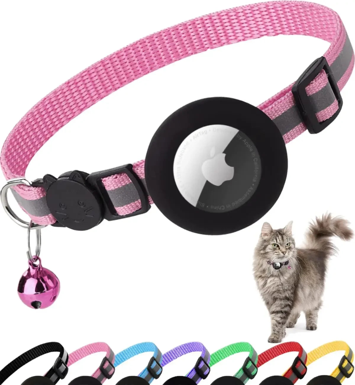 - SmartPfote - TrackBell – Reflective Breakaway AirTag Cat Collar