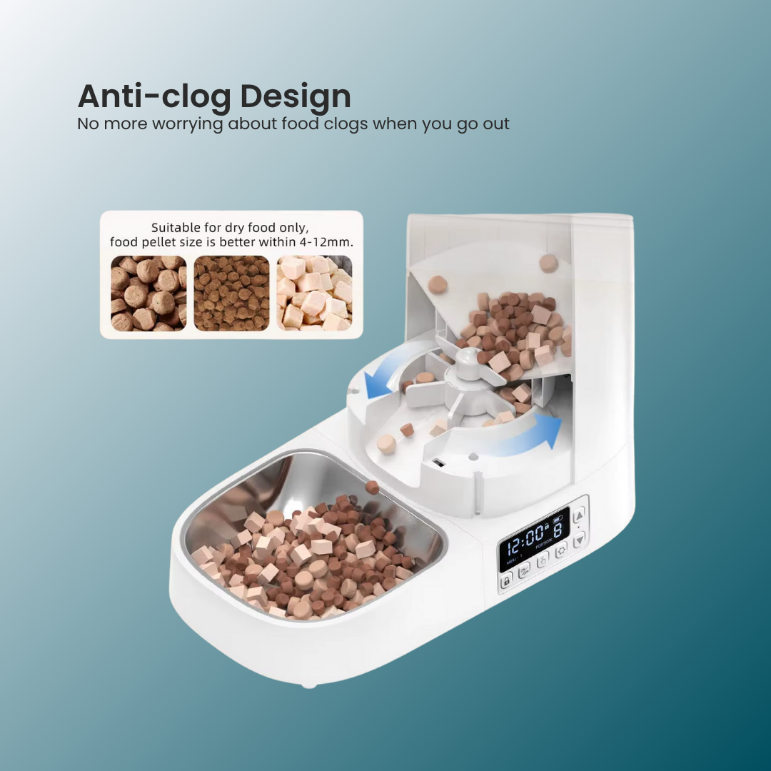 - SmartPfote - SmartFeeder 4L – Button-Controlled Automatic Feeder for Cats & Dogs