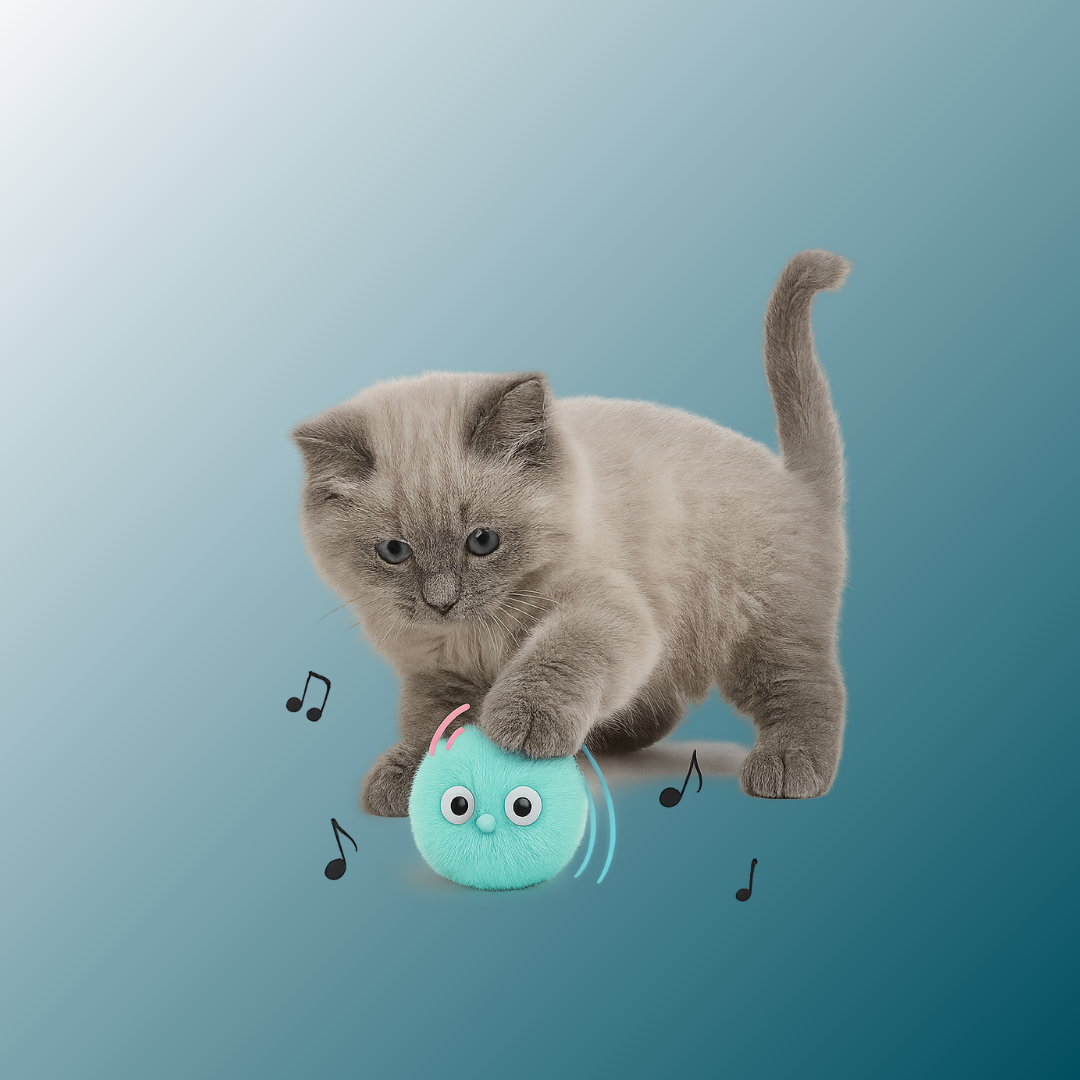 - SmartPfote - PurrPlush – Electric Catnip Ball Toy with Touch & Sound