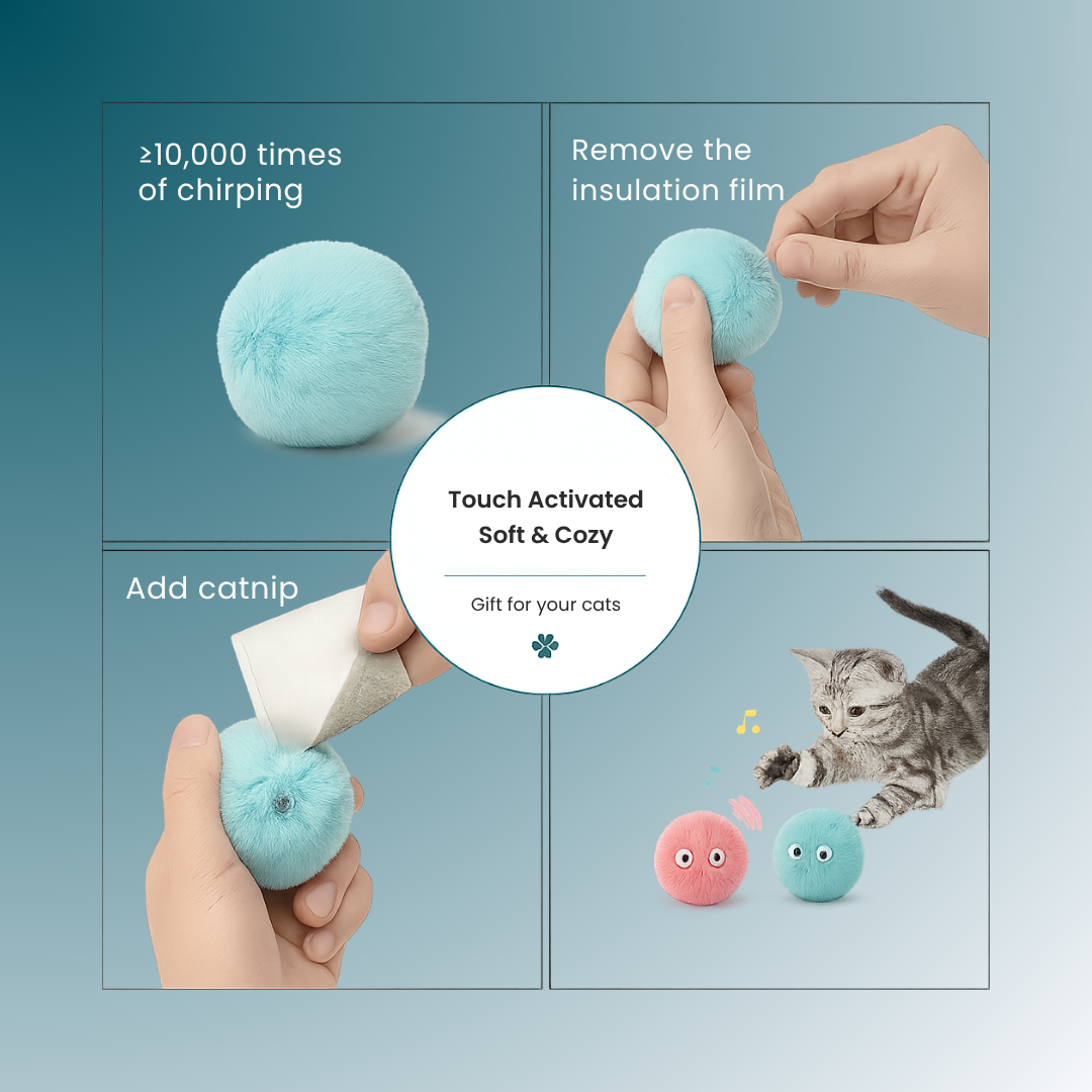 - SmartPfote - PurrPlush – Electric Catnip Ball Toy with Touch & Sound