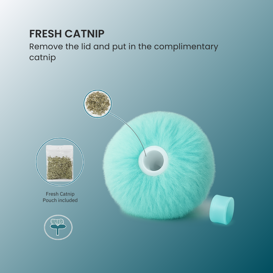 - SmartPfote - PurrPlush – Electric Catnip Ball Toy with Touch & Sound
