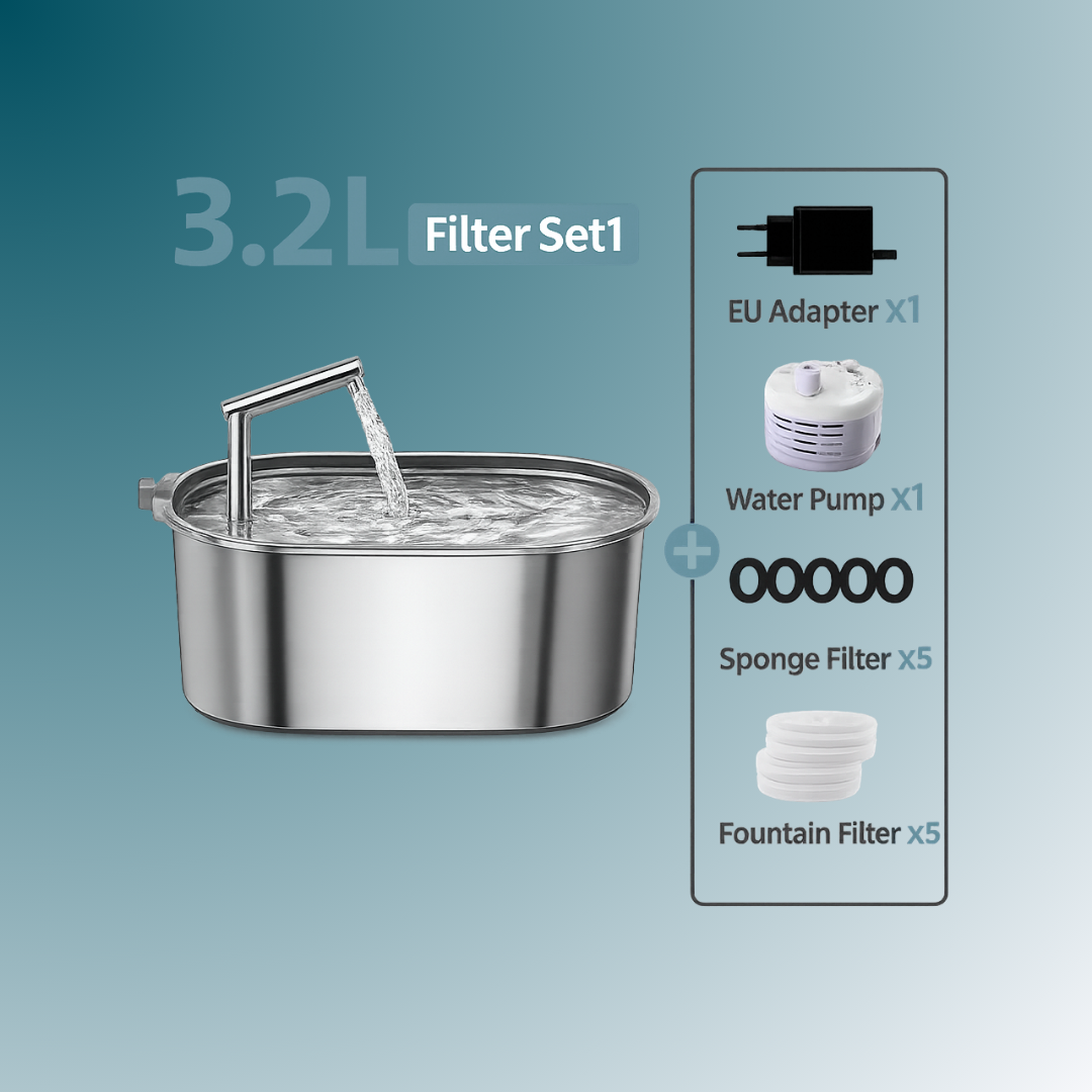 - SmartPfote - SteelFlow – Automatic Stainless Steel Water Fountain for Cats & Dogs