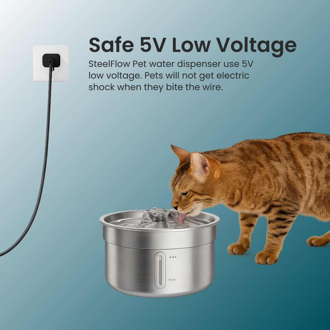- SmartPfote - SteelSip – Smart Stainless Steel Pet Water Fountain
