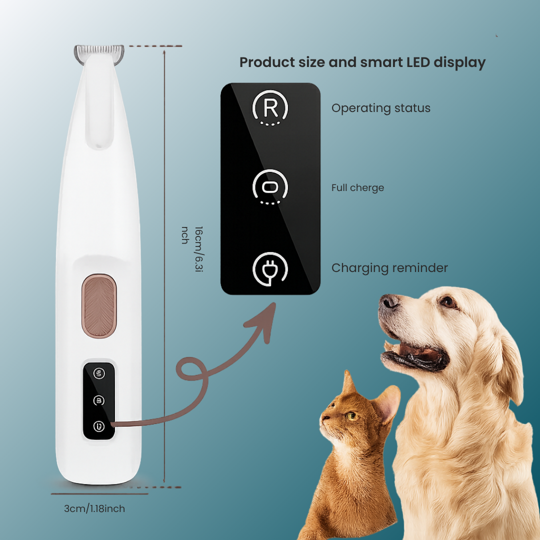 - SmartPfote - TrimEase – Waterproof Pet Paw Trimmer with LED Display (Rechargeable)