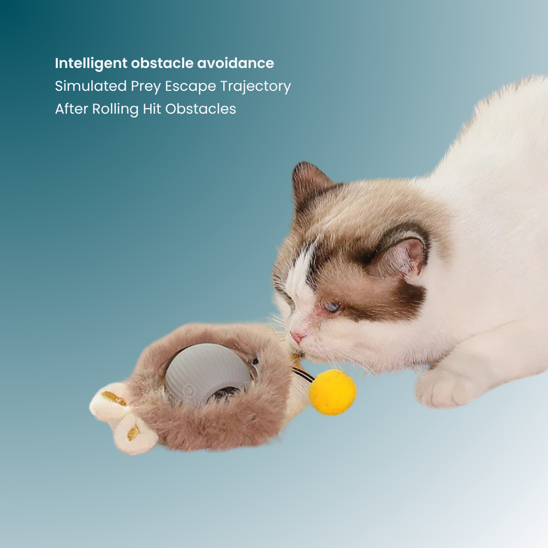 - SmartPfote - WiggleWhisk Plushie – Rechargeable Cat Ball with Fluffy Tail