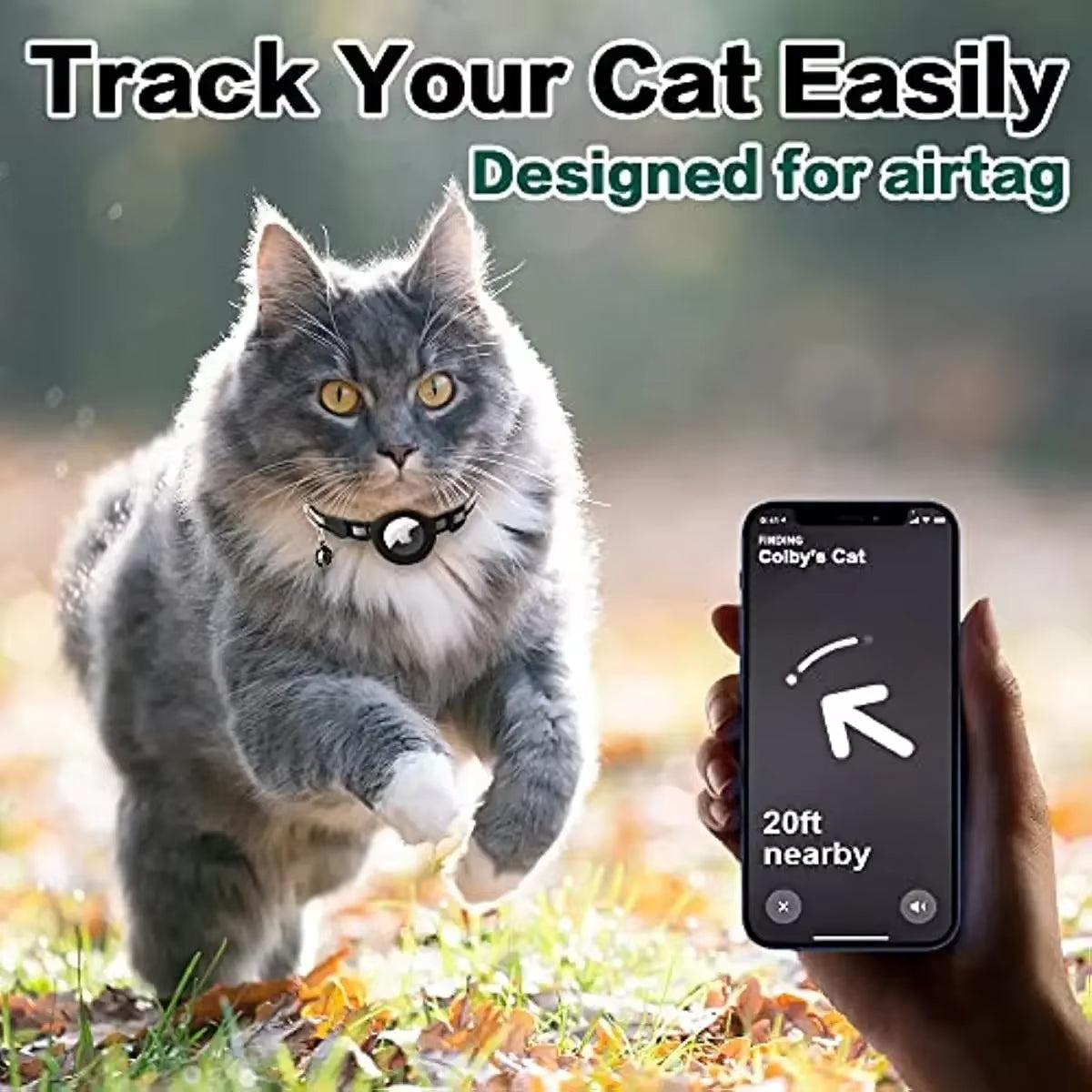 - SmartPfote - TrackBell – Reflective Breakaway AirTag Cat Collar