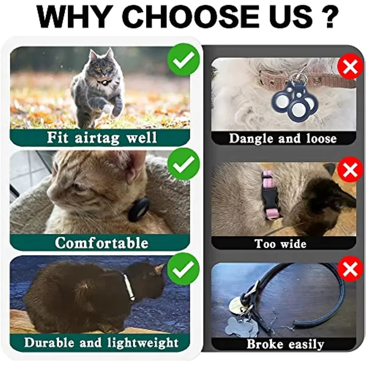 - SmartPfote - TrackBell – Reflective Breakaway AirTag Cat Collar
