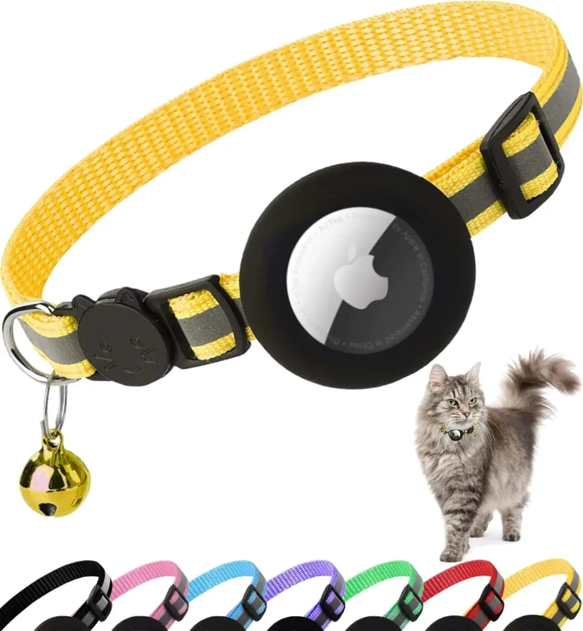 - SmartPfote - TrackBell – Reflective Breakaway AirTag Cat Collar