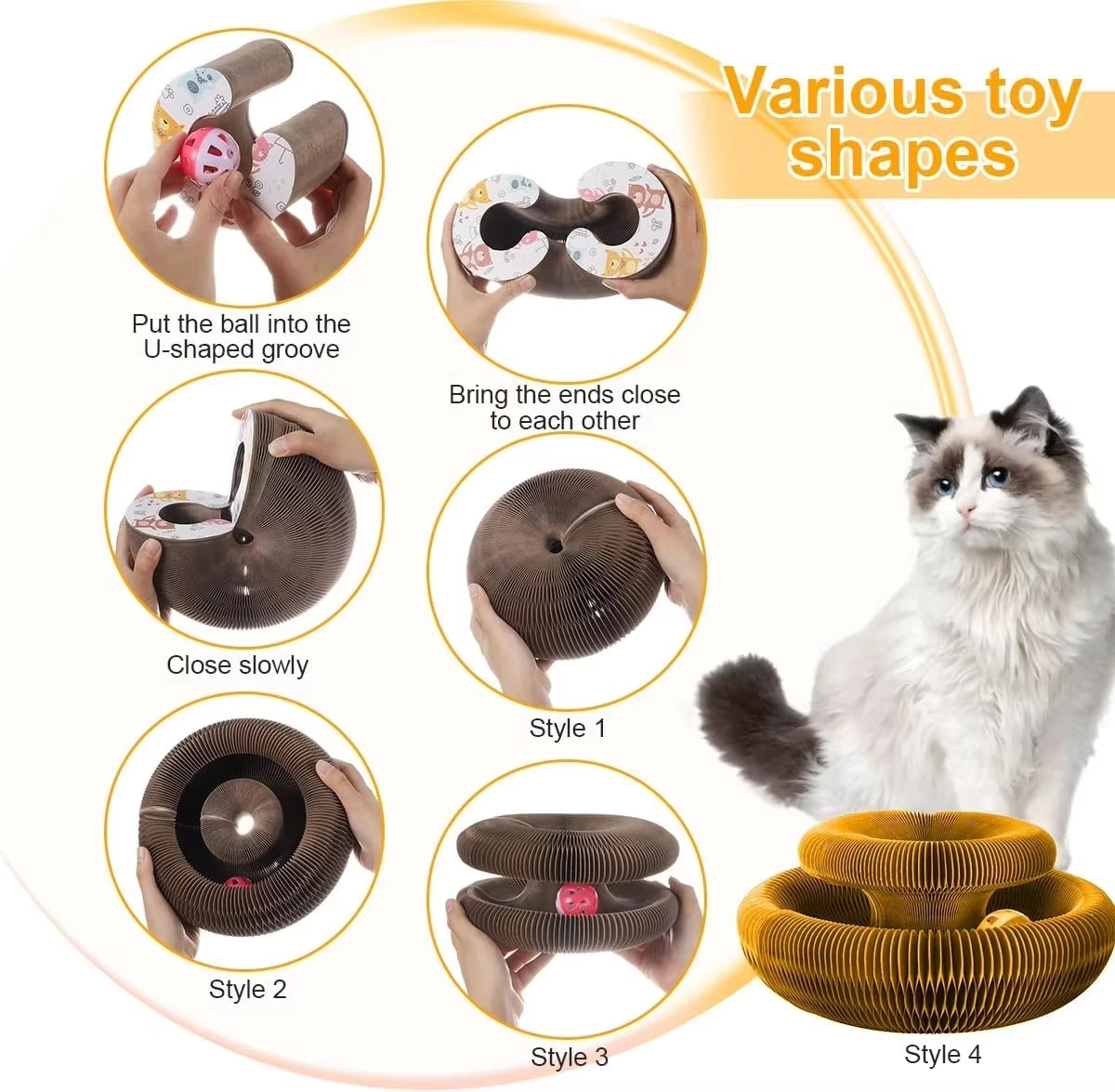 - SmartPfote - FlexiScratch – Collapsible Corrugated Cat Scratcher Toy