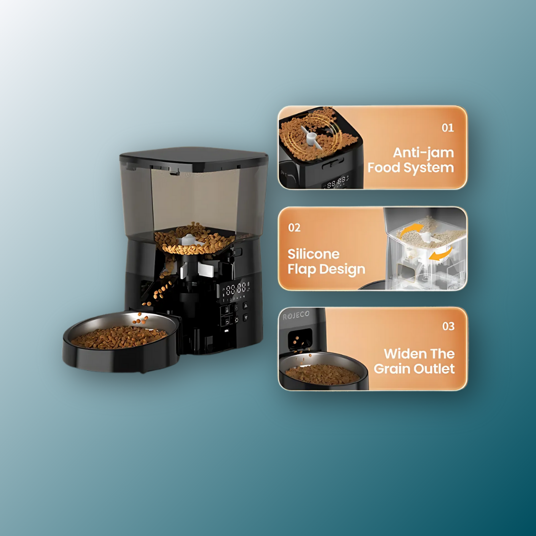 - SmartPfote - MealMate Button 2L – Automatic Pet Feeder for Cats & Dogs (Dry Food)