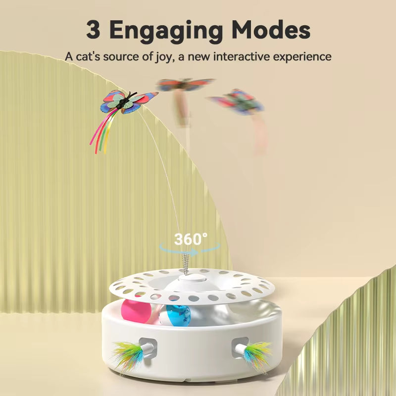 - SmartPfote - PlayTrio – 3-in-1 Automatic Cat Toy with Butterfly & Track Balls