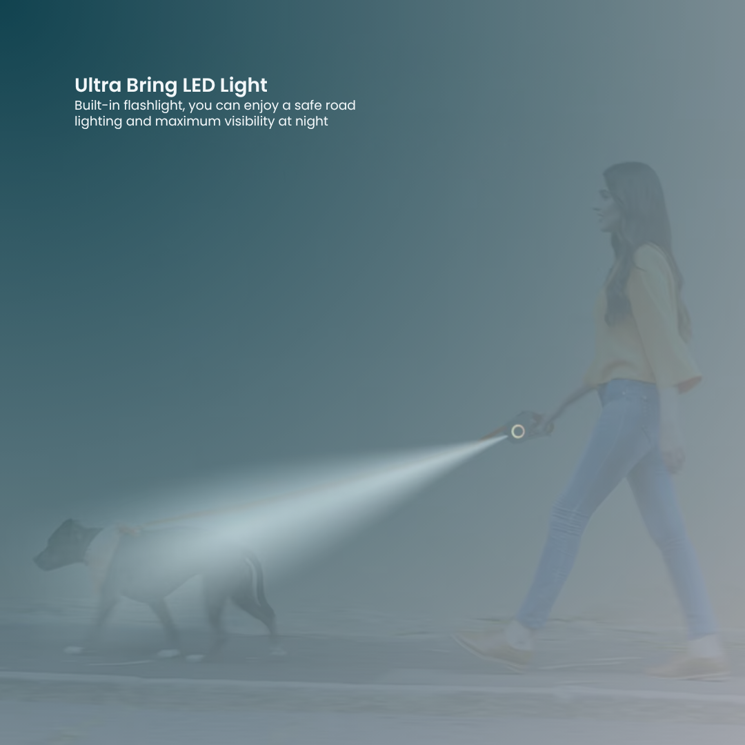 - SmartPfote - GlowLead 5M – Retractable Dog Leash with LED Light