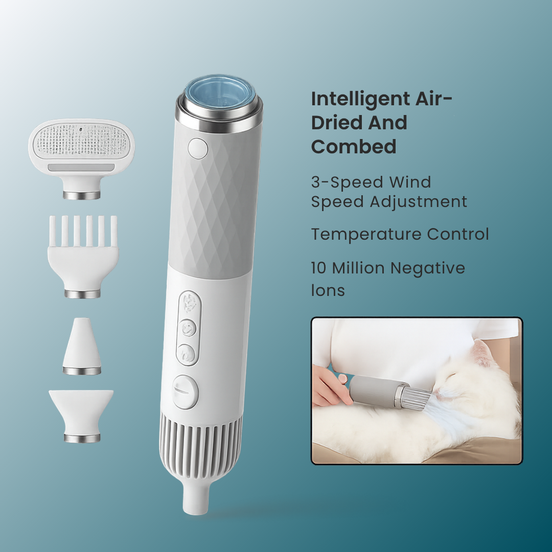 - SmartPfote - GroomFlow 2-in-1 – Quiet Pet Hair Dryer & Comb with Steam Spray