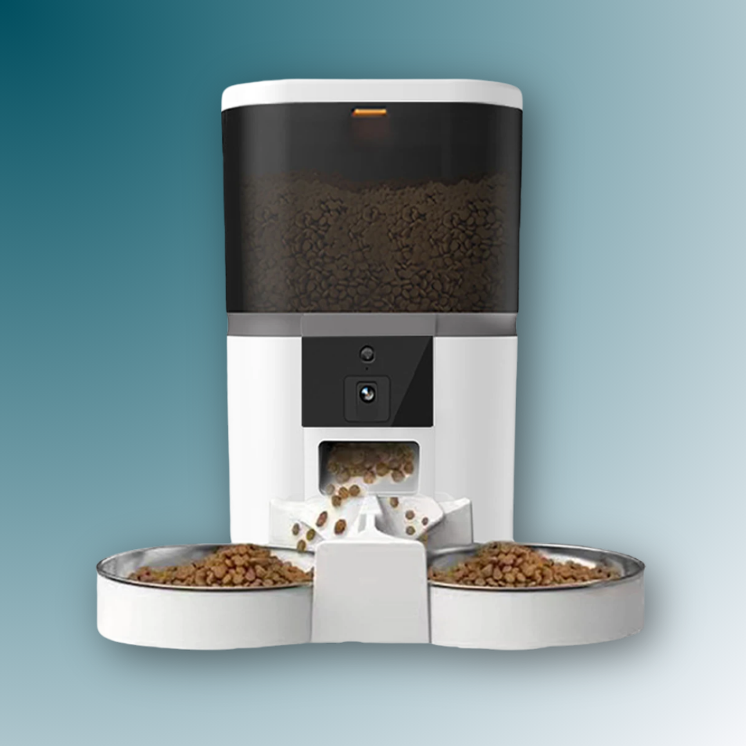 4L Automatische Katzenfutterer Smart Pet Feeder für Katzen kleine Hunde Lebensmittelspender mit Kamera -Rekorder Timing Quantitative Doppelschale