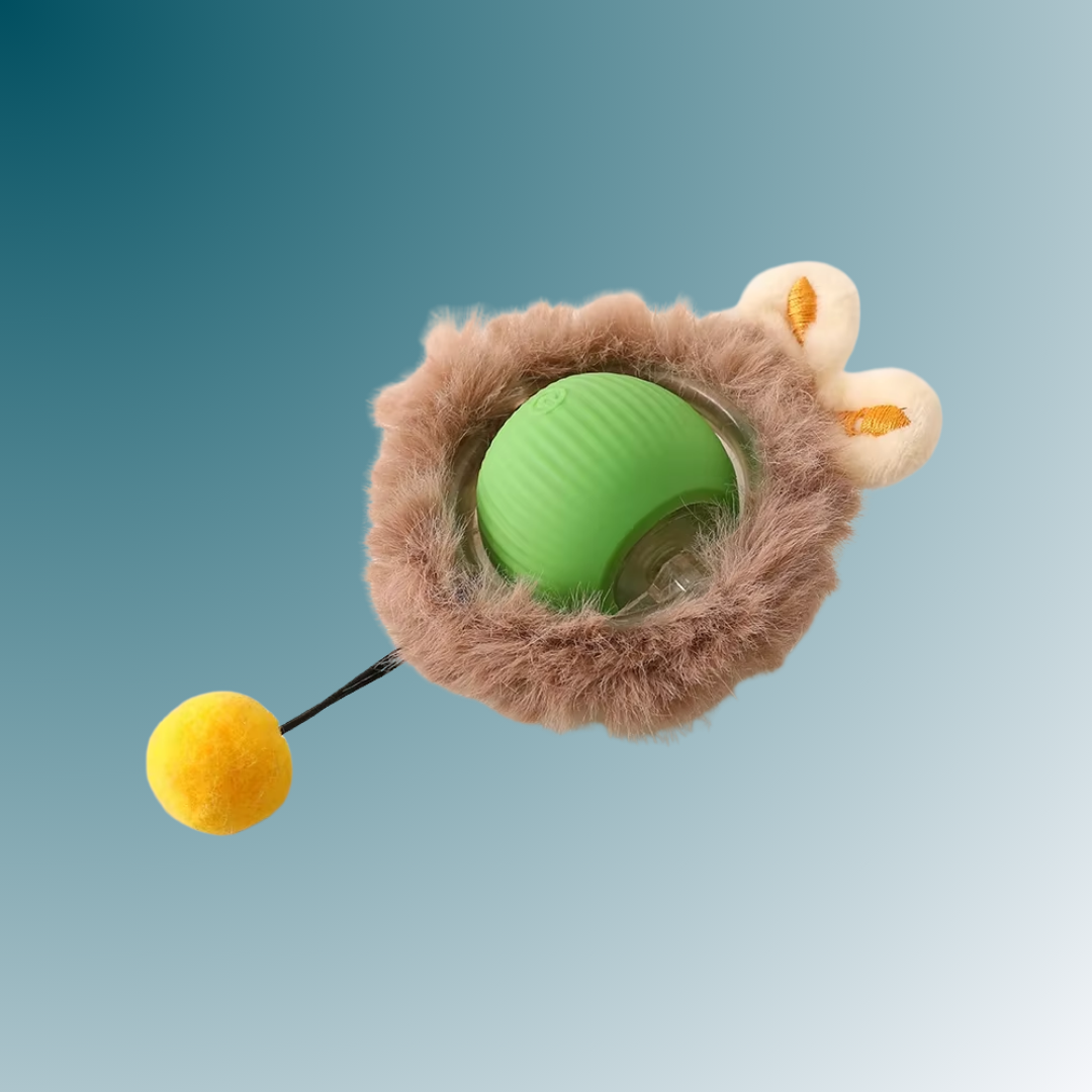 - SmartPfote - WiggleWhisk Plushie – Rechargeable Cat Ball with Fluffy Tail