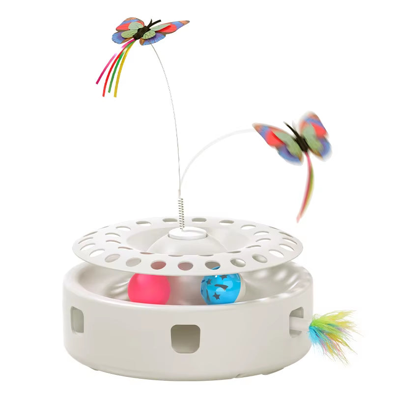 - SmartPfote - PlayTrio – 3-in-1 Automatic Cat Toy with Butterfly & Track Balls